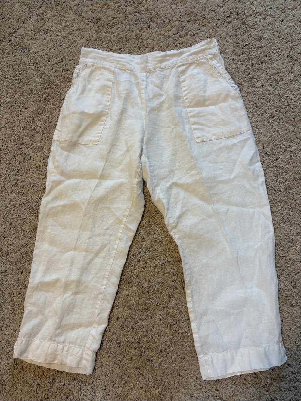 SYMPLE NYC 100% LINEN Capri Crop Pants White